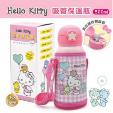 Sanrio 三麗鷗Hello Kitty吸管不鏽鋼保溫瓶 500ml (保溫瓶)