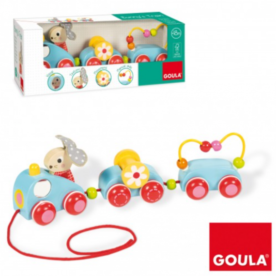 Goula BUNNY'S TRAIN 木製拖拉兔子小火車