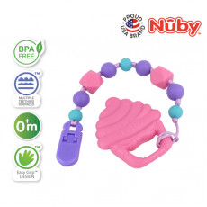 Nuby 矽膠牙膠玩具連防掉帶 0m+