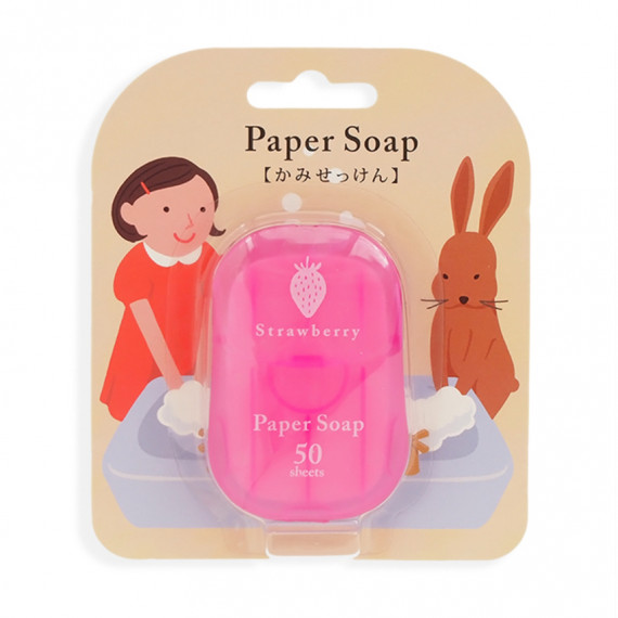 日本 - Paper Soap 便攜式紙香皂 (1盒50張) 草莓味