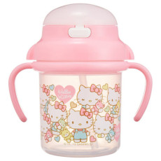 日本製 Hello Kitty雙耳吸管學習杯200ml 8m+