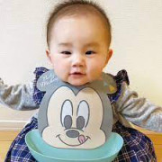 日本製 Disney Baby 米奇軟膠圍兜-綠色