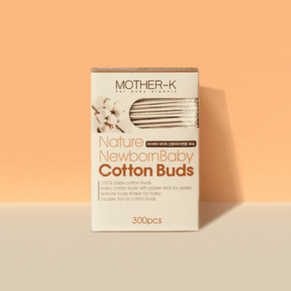 Mother-K - 100%純棉兩用幼兒棉棒 - Nature Newborn Baby Hygiene Cotton Buds (300pc)