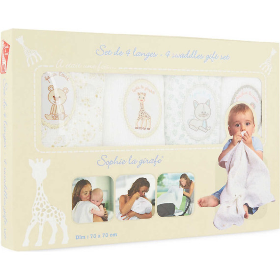 英國直送 蘇菲長頸鹿 SOPHIE THE GIRAFFE Set of 4 muslins