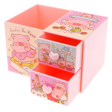 Lulul The Piggy Drawers with Pen Container 雙層櫃桶連筆筒