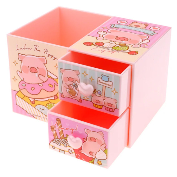 Lulul The Piggy Drawers with Pen Container 雙層櫃桶連筆筒