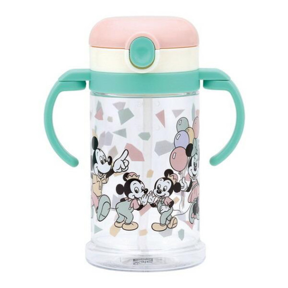 2023款 Skater Disney Mickey Mouse 可摺疊式手柄 One Touch 開關吸管式學習水杯 370ml