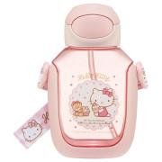 日本 Skater Hello Kitty透明彈蓋吸管水壺 水樽附背帶 530ml