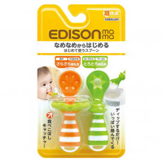 Edison - 離乳輔助餐具（橙綠色）2支入