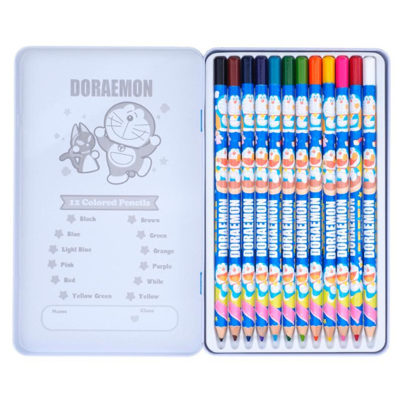 Doraemon 12色鐵盒木顏色 