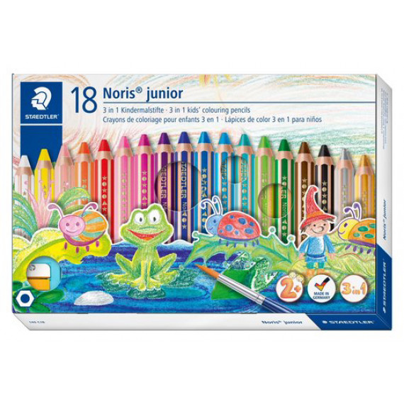 Staedtler - 施德樓 Noris junior 18色特粗三合一水溶木顏色筆 