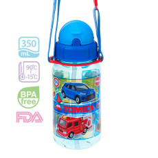 Tomica 350ml BPA Free 膠水樽連飲管及頸繩