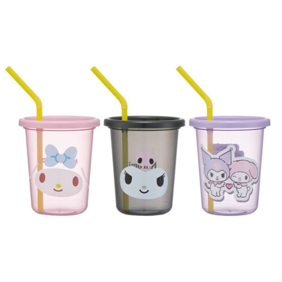 Skater My Melody and Kuromi 塑膠吸管杯3入組 320ml