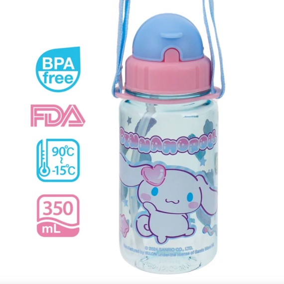 Cinnamoroll 玉桂狗 350ml BPA Free 膠水樽連飲管及頸繩 9-4980-39