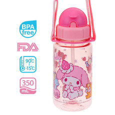 My Melody 350ml BPA Free 膠水樽連飲管及頸繩 9-4980-36