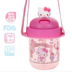 Hello Kitty 330ml BPA & BPS Free 膠水樽連飲管及頸繩 9-8329-1