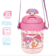 My Melody 330ml BPA & BPS Free 膠水樽連飲管及頸繩 9-8329-2