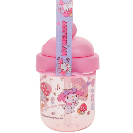 My Melody 330ml BPA & BPS Free 膠水樽連飲管及頸繩 9-8329-2